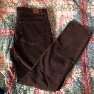 Maroon corduroy cigarette mid rise pants